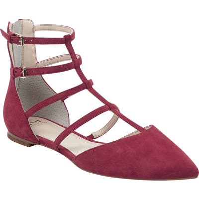 Marc Fisher Ltd Scoutly Strappy Pointy-Toe Flat- Red