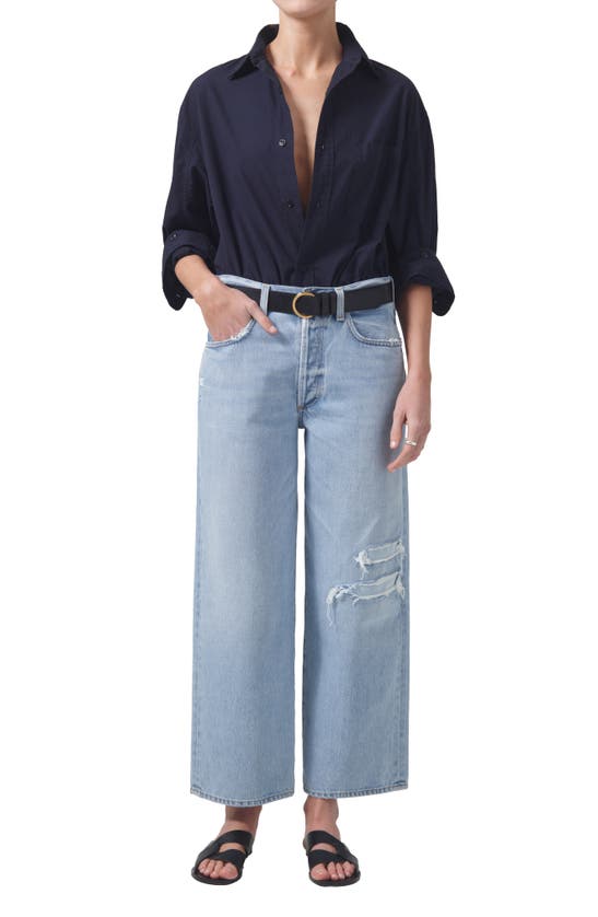 Shop Citizens Of Humanity Pina Distressed Ankle Baggy Wide Leg Jeans In Cascade