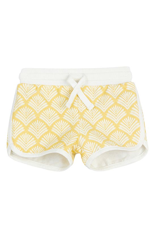 Shop Miles The Label Kids' Scallop Print Organic Cotton Shorts In Yellow