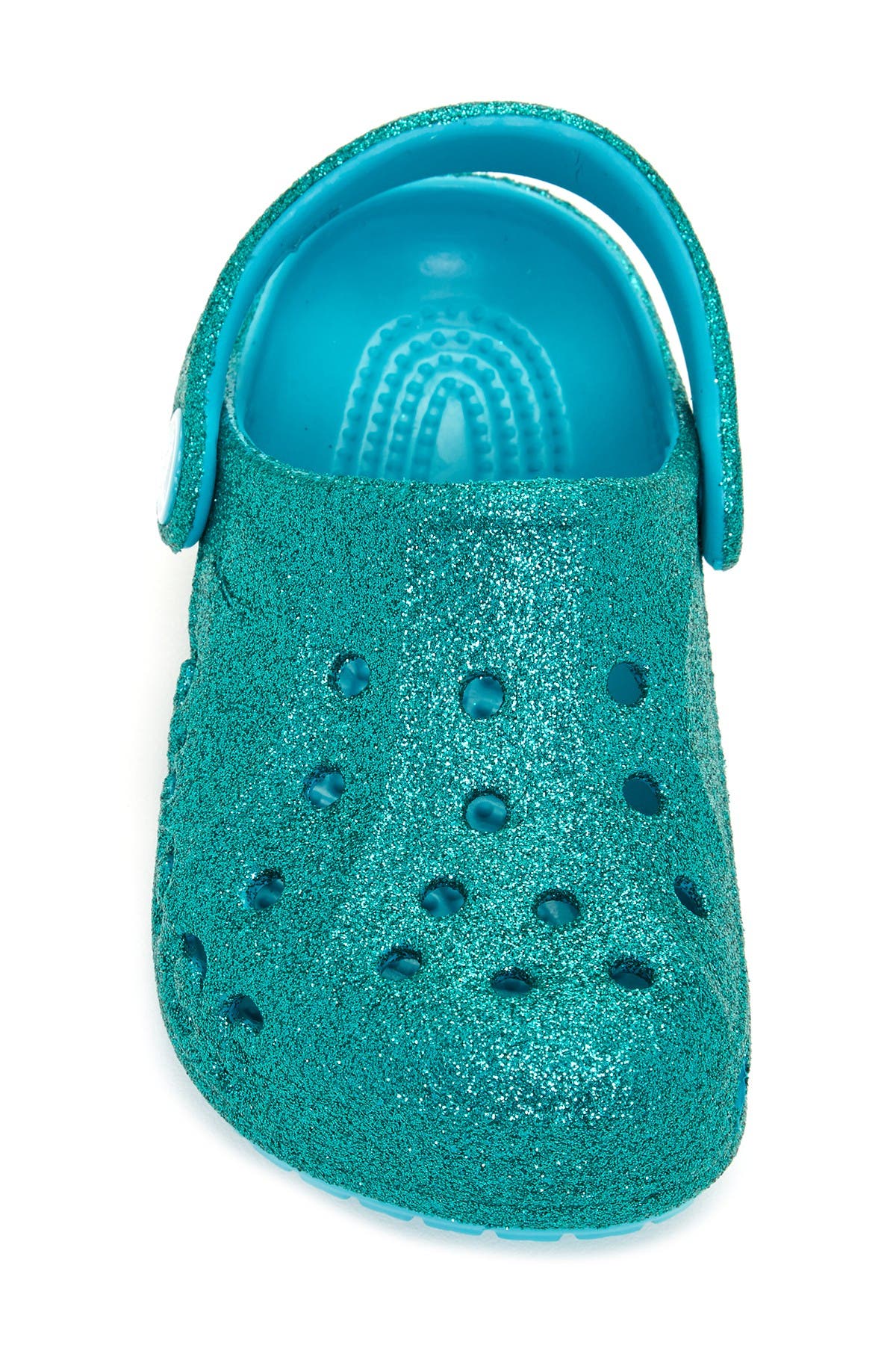 turquoise glitter crocs