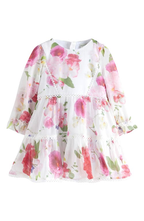 Baker by Ted Floral Chiffon Dress White at Nordstrom,