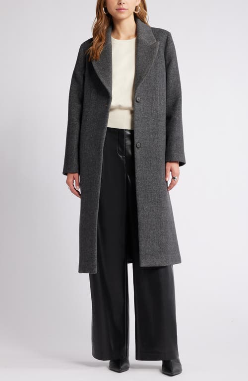 Shop Open Edit Herringbone Coat In Black