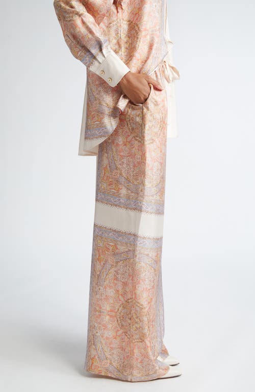 Shop Zimmermann Illustration Floral Paisley Wide Leg Silk Track Pants In Paisley Haze