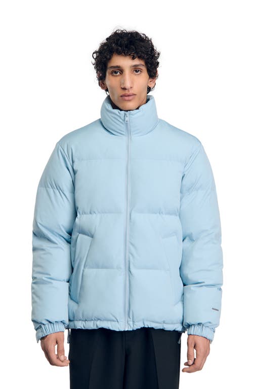 Shop Sandro Oversized Puffer Jacket In Sky Blue