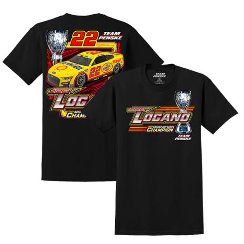 Men's Team Penske Black Joey Logano 2022 NASCAR Cup Series Champion Shell Pennzoil Trophy Two Spot T-Shirt