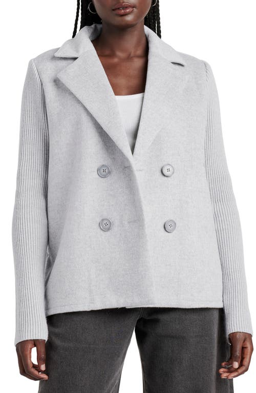 Shop Splendid Singrid Double Breasted Wool Blend Jacket In Ice Heather Grey