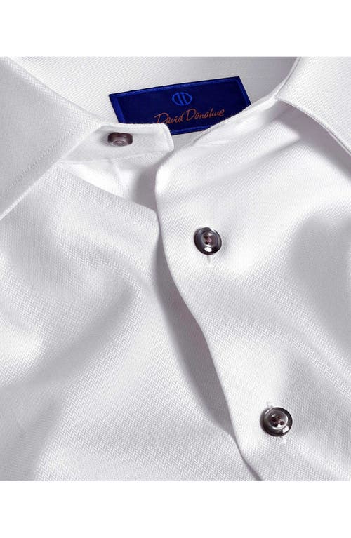 DAVID DONAHUE DAVID DONAHUE TRIM FIT MICRO HERRINGBONE DRESS SHIRT 