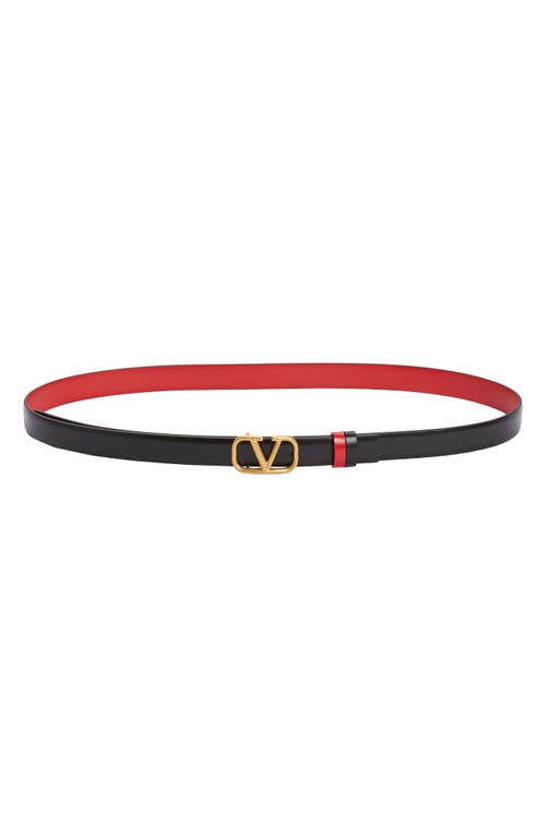 Valentino Garavani Vlogo Buckle Reversible Leather Belt In Nero/rouge