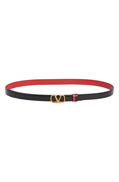 Valentino Garavani VLOGO Buckle Reversible Leather Belt Nero/Rouge at Nordstrom,