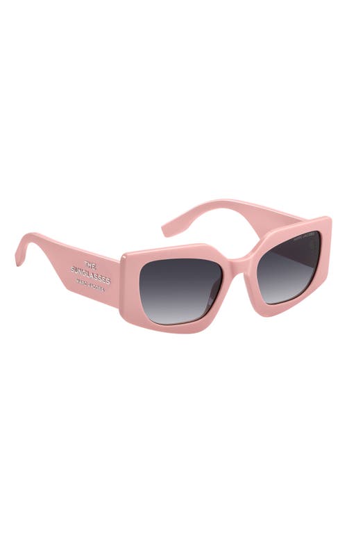 Shop Marc Jacobs 53mm Gradient Rectangular Sunglasses In Pink/dark Grey Sf