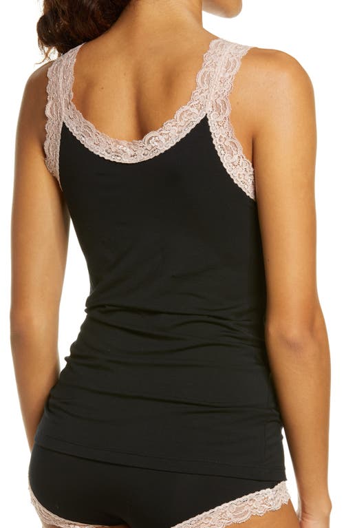 Fleur't Iconic Lace Trim Camisole With Shelf Bra In Black/seashell