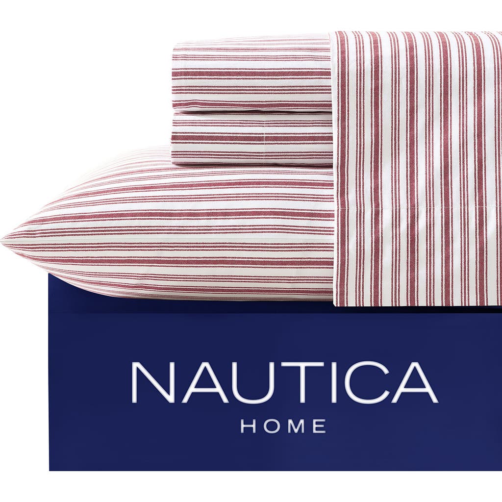 Nautica Coleridge Stripe Full Sheet Set In Red