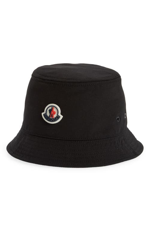 Moncler Logo Patch Bucket Hat in Black