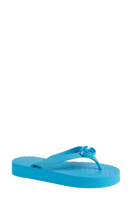 Gucci Pascar Gg Platform Flip Flop In Light Blue | ModeSens