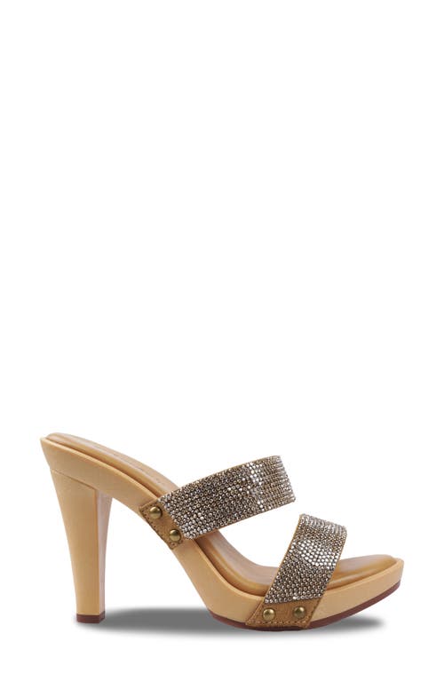 Candies Candie's Genesys Platform Slide Sandal In Dark Tan Sequin