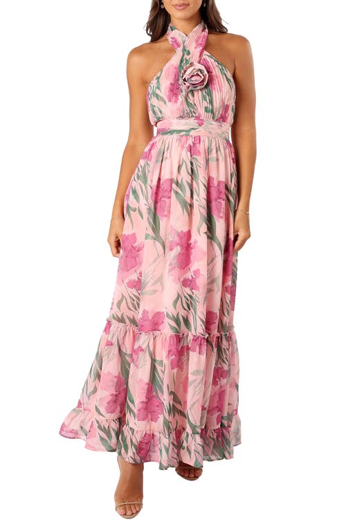 Petal And Pup Petal & Pup Lennon Floral Halter Gown In Pink