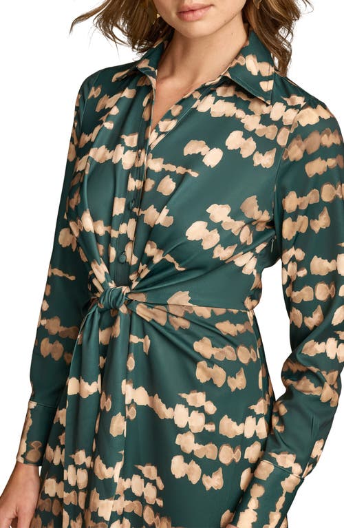 Shop Donna Karan New York Abstract Print Long Sleeve Shirtdress In Spruce/gold Multi