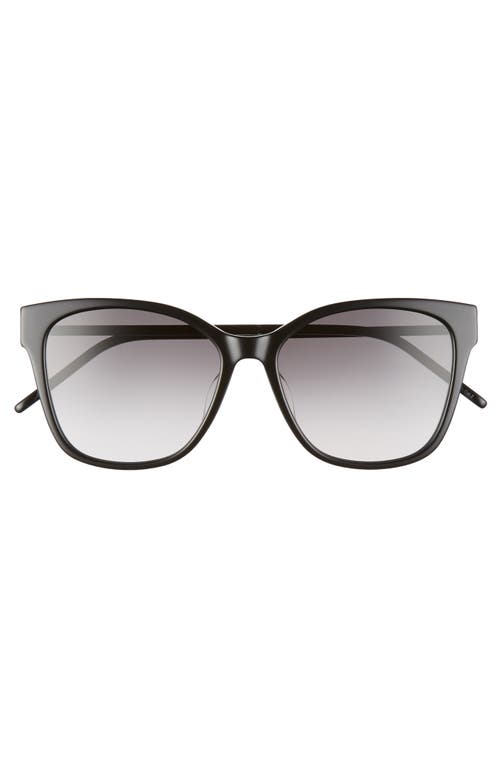 Saint Laurent 56mm Rectangular Sunglasses In Shiny Black/smoke Gradient