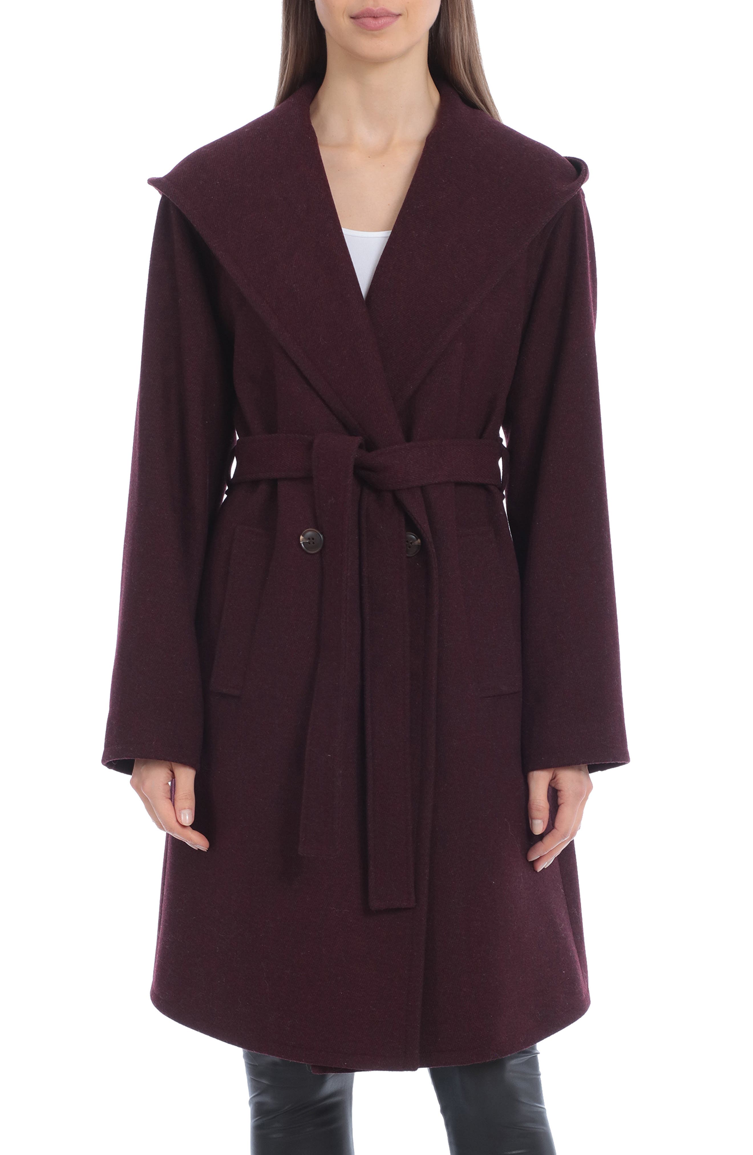 hooded wrap coat womens