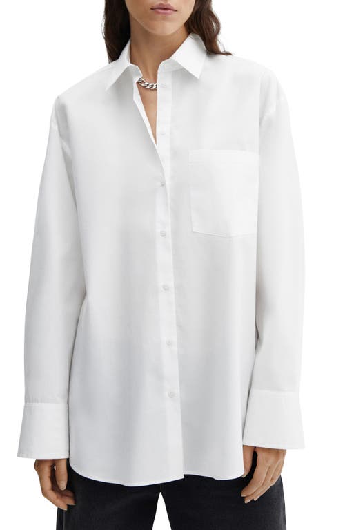 MANGO Juanes Oversize Button-Up Shirt White at Nordstrom,