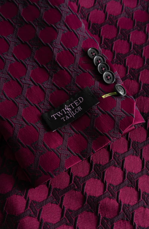 Twisted Tailor Papatya Slim Fit Burgundy Jacquard Sport Coat In Burgundy
