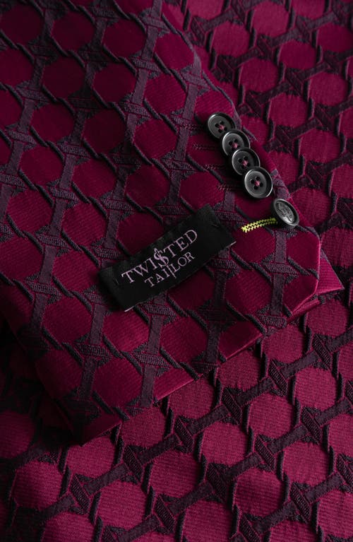 Shop Twisted Tailor Papatya Slim Fit Burgundy Jacquard Sport Coat