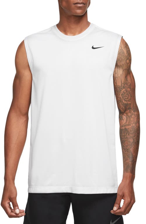 Nike Dri-fit Legend Fitness Muscle T-shirt In White/black