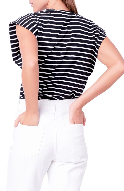 English Factory Stripe Extended Shoulder T-shirt In Black/white