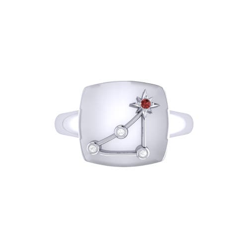 Shop Luvmyjewelry Capricorn Garnet & Diamond Signet Ring In Silver