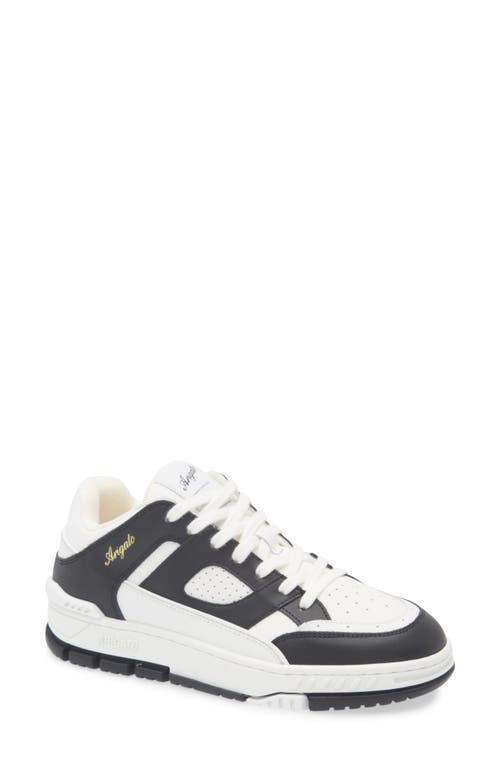 Axel Arigato 'area Lo' Black And White Low Top Sneakers With Laminated Leather In Leather Blend Woman In White/black