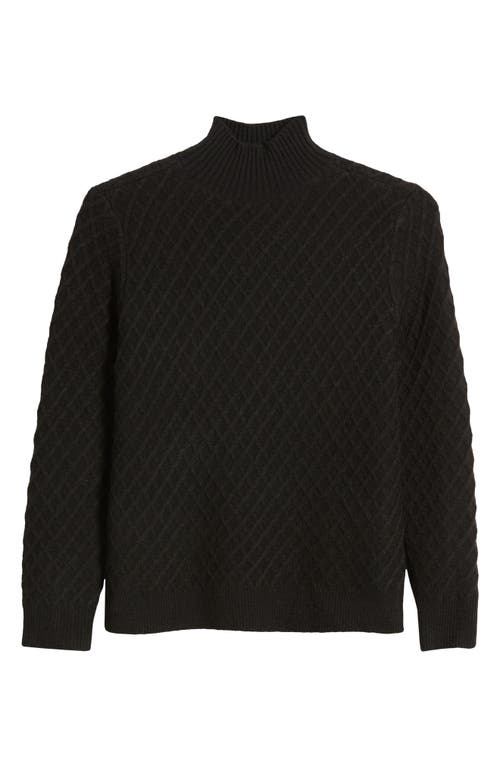 Shop Anne Klein Diamond Stitch Mock Neck Sweater In Anne Black