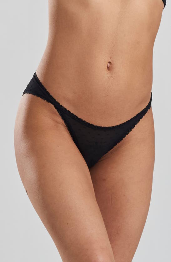 Shop Peachaus Ume Recycled-lace Mid-rise Underwear In Volcanic Black