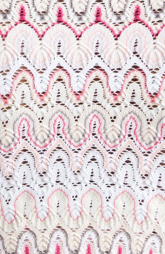 Shop Missoni Pointelle Cardigan In Pink White Tones Multi