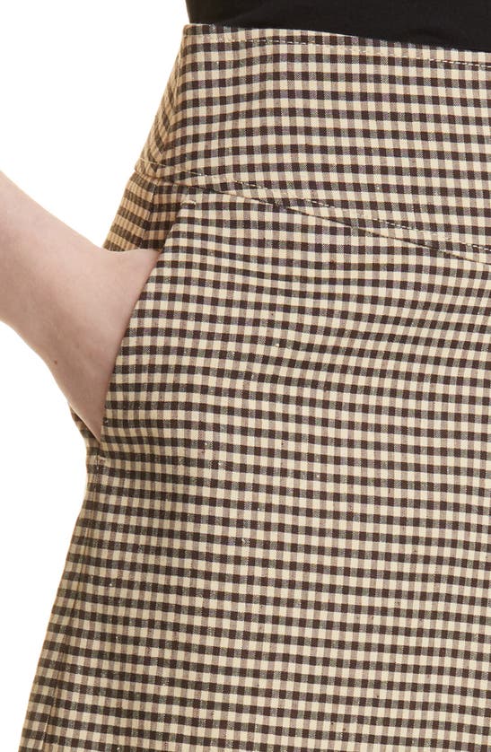 Rebecca Taylor Checked Linen Blend Skort In Spring Check Espresso Combo