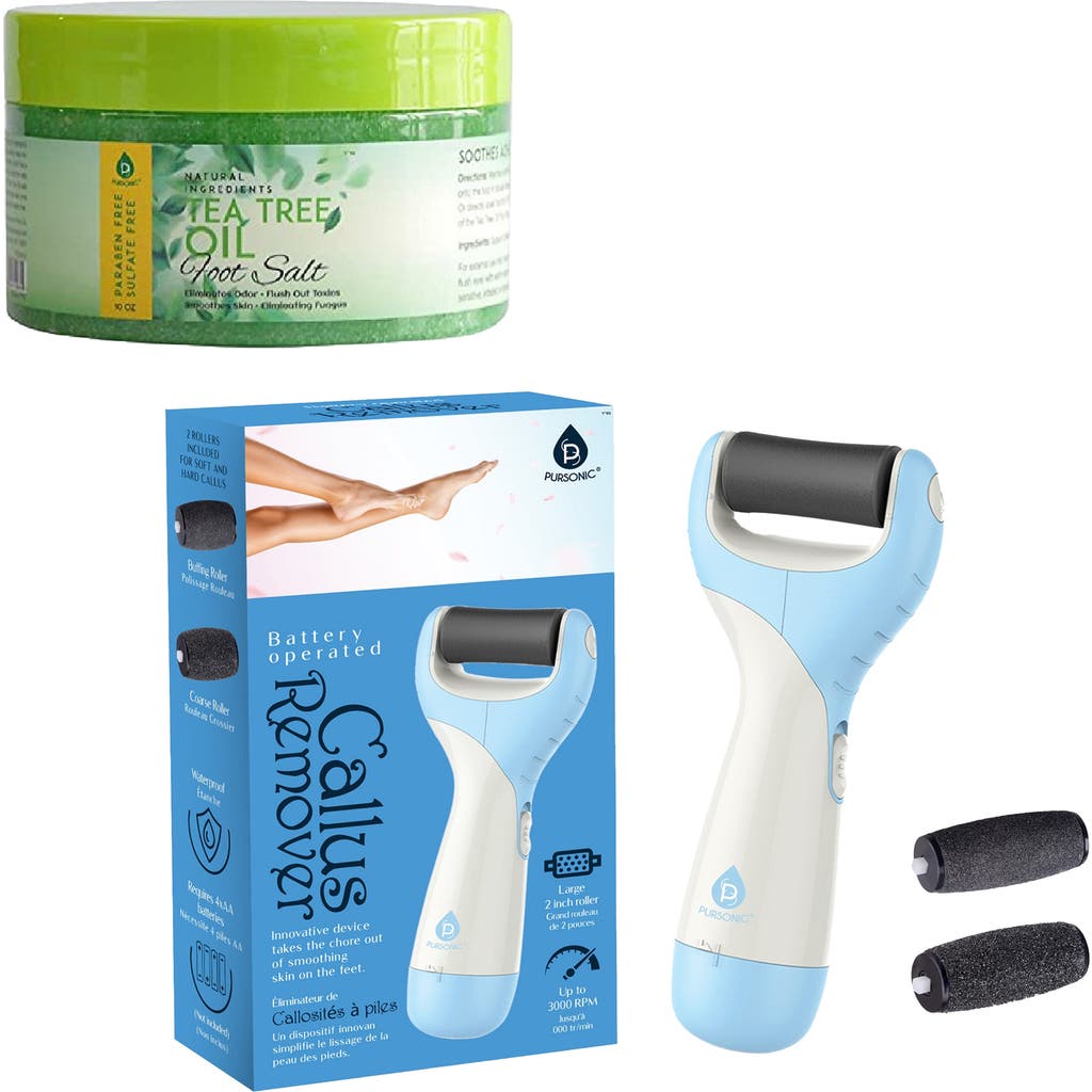 Pursonic Foot Care Bundle Tea Tree Oil Foot Salt & Pedi Perfect Foot File In Green