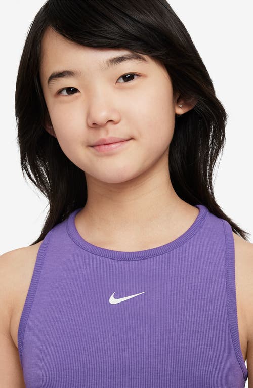 Shop Nike Kids' Sportswear Rib Racerback Tank In Black Raspberry