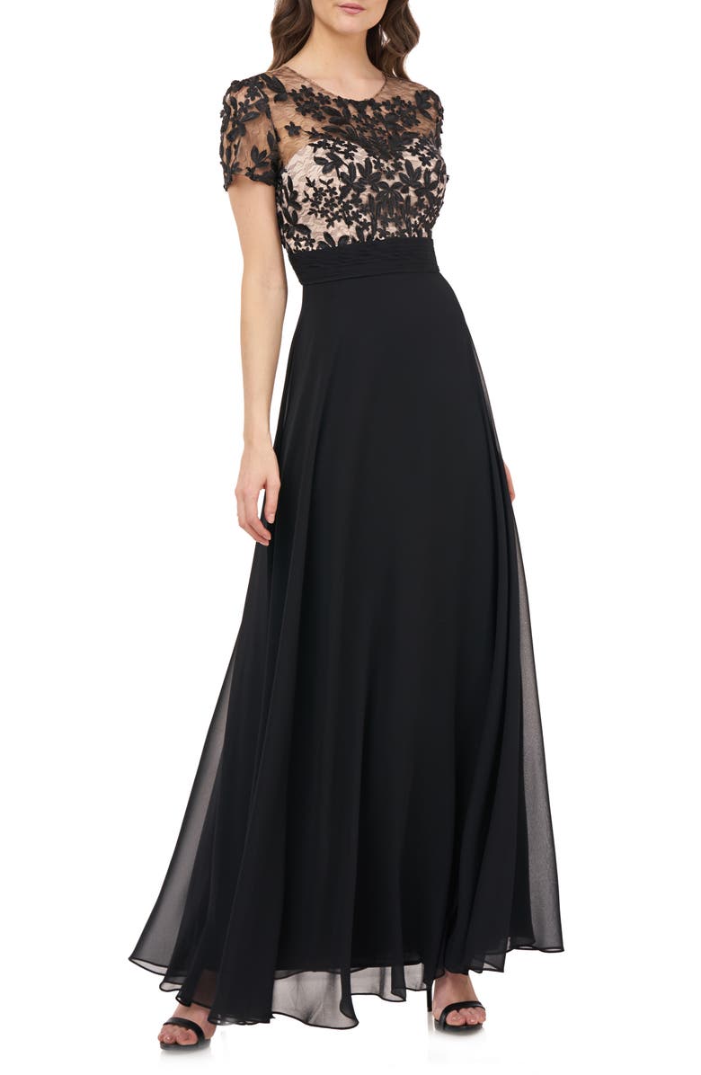 JS Collections Embroidered Illusion Bodice Gown | Nordstrom