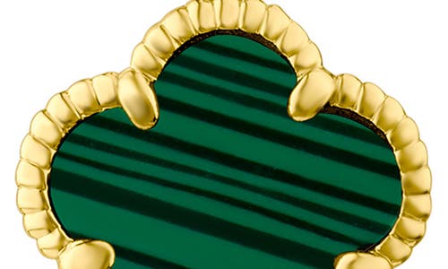 Cz By Kenneth Jay Lane Cz Pavé Clover Hoop Earrings In Green/gold