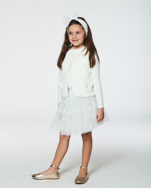 Deux Par Deux Little Girl's Faux Fur Vest Off White In Off White