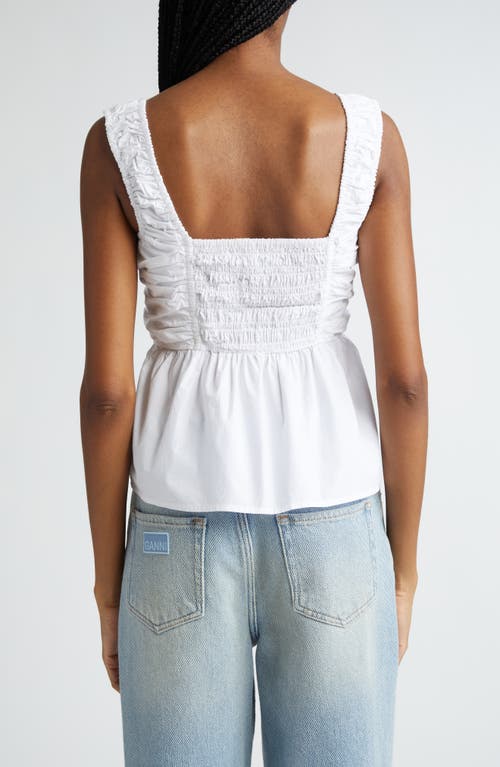 Shop Ganni Organic Cotton Poplin Sleeveless Top In Bright White