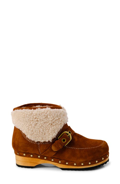 Free People Oak Faux Shearling Clog Bootie In Vintage Tan Suede