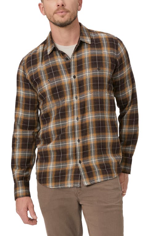 Paige Everett Shadow Plaid Flannel Button-up Shirt In Aged Cocoa