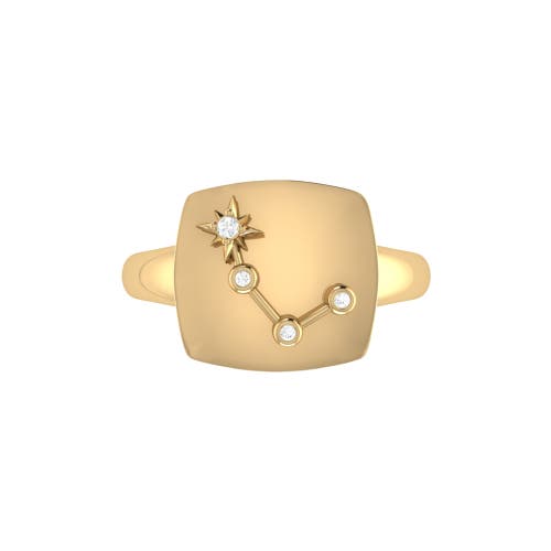 Shop Luvmyjewelry Aries Diamond Signet Ring In 14kt Gold Vermeil On Sterling