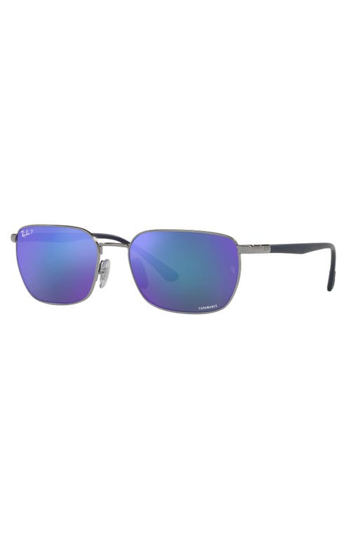 Shop Ray Ban Ray-ban 49mm Polarized Rectangle Sunglasses In Gunmetal/polarized Grey Blue