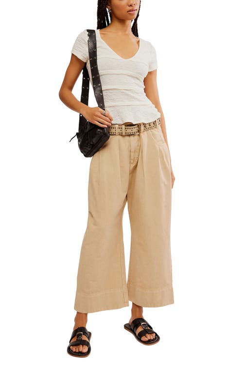 Shop Free People Sweet Talk Wide Leg Chinos In Croissant