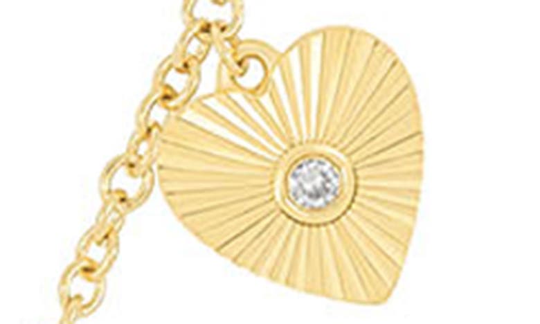 Shop Ef Collection Diamond Fluted Heart Charm Necklace In 14k Yellow Gold