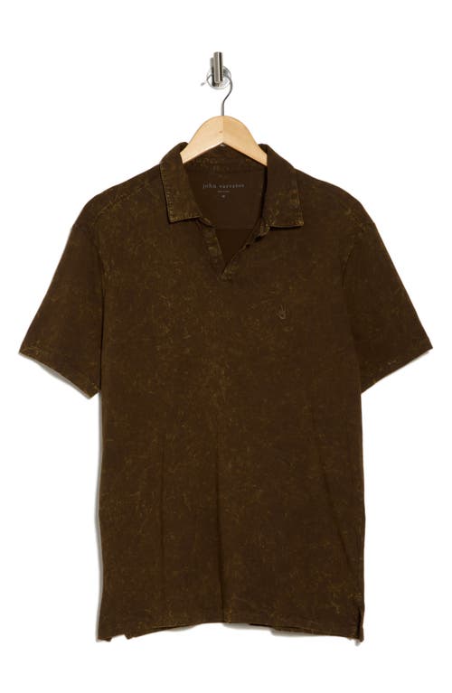John Varvatos Marble Wash Cotton Polo In Dark Brown