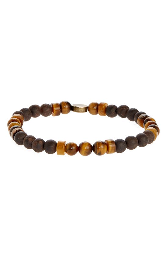 Caputo & Co Stone Bead Bracelet In Yellow Tiger Eye