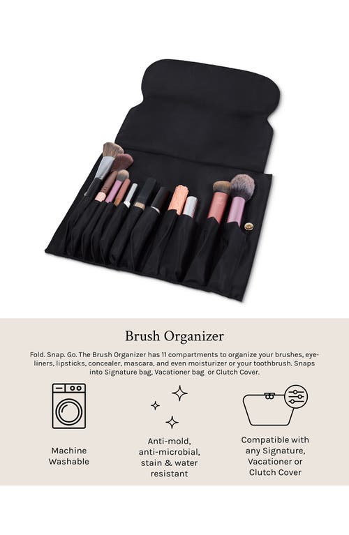 Shop Kusshi Vacationer Leather Makeup Brush Organizer In Black Leather/pink