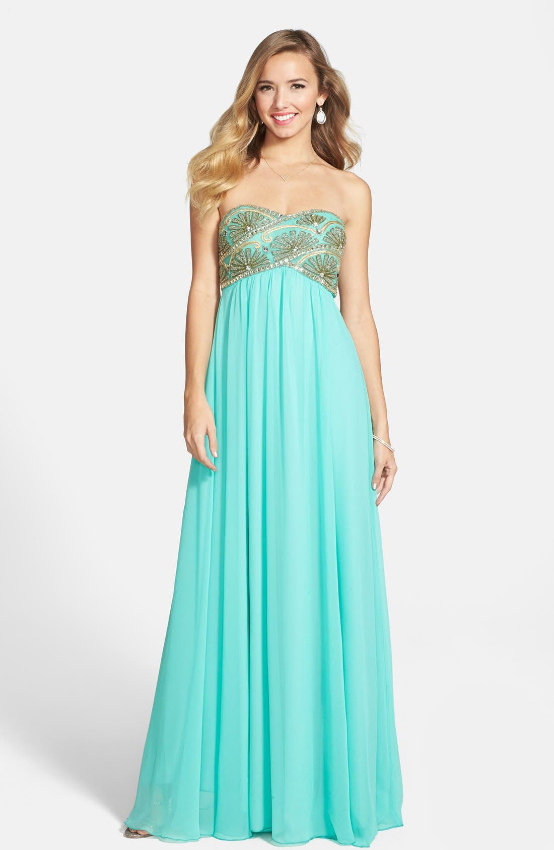 JS Collections Beaded Empire Waist Chiffon Gown Nordstrom